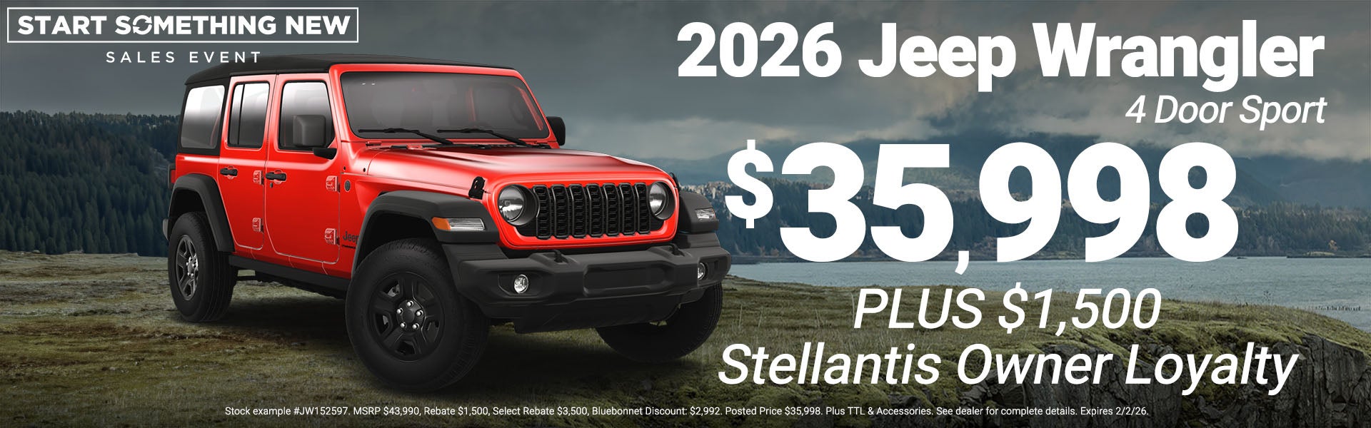 2026 Wrangler Sport $37,998 Plus 1500 Loyalty