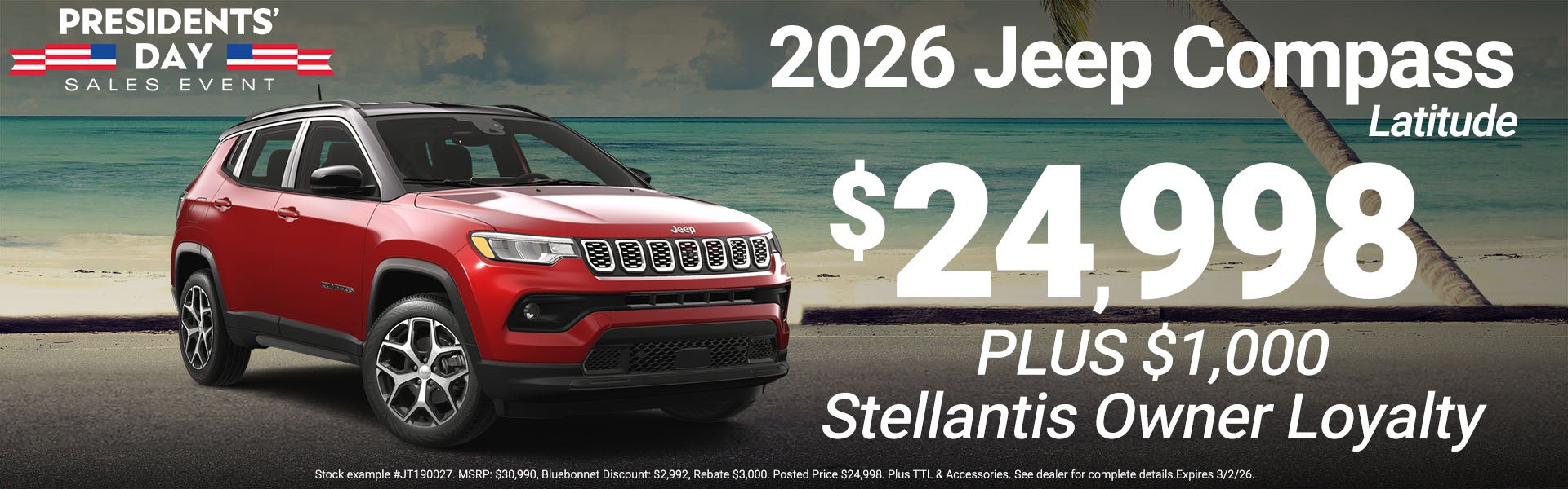 2026 Jeep Compass $24,998 Plus 1000 Loyalty