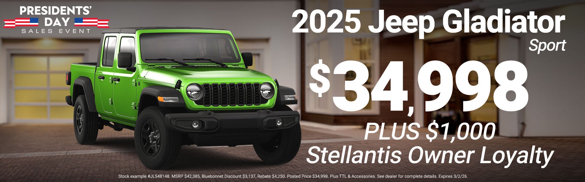 2025 Gladiator Sport $34998 Plus 1000 Loyalty